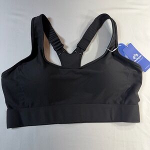 Healthyoga Black Sports Bra Racerback Support Padded Size Large